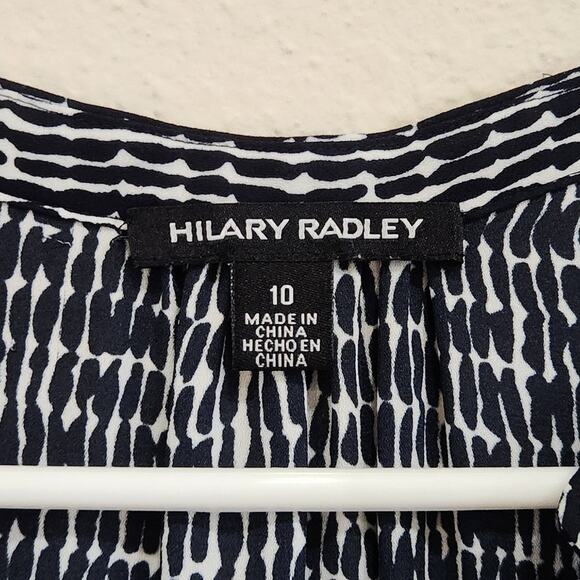 Hilary Radley Sleeveless Split Neck Sheer Tunic Dress Button Front Black Sz 10 - Picture 8 of 10